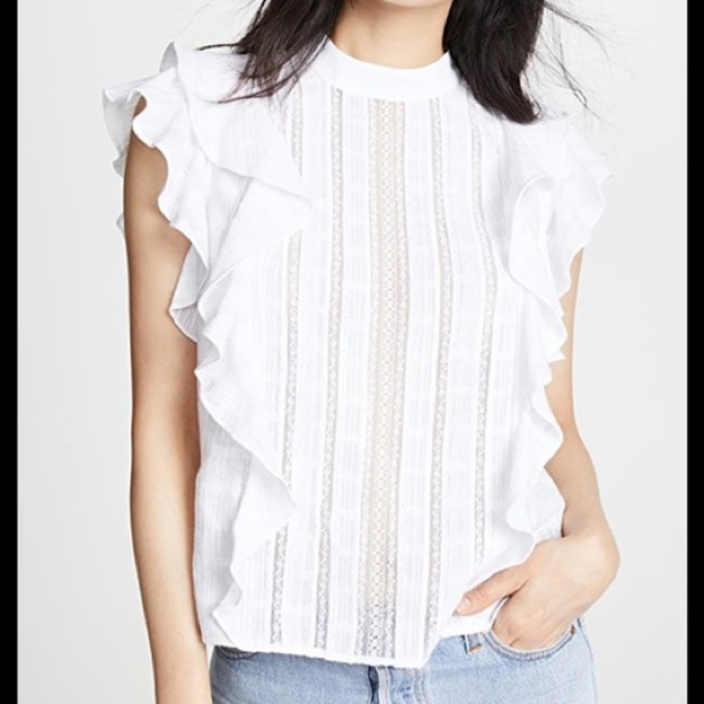 Veronica Beard Ruffle Cut off Blouse